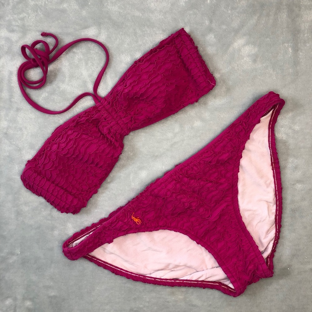 Ralph Lauren Pink Ruffle Bikini Swimsuit